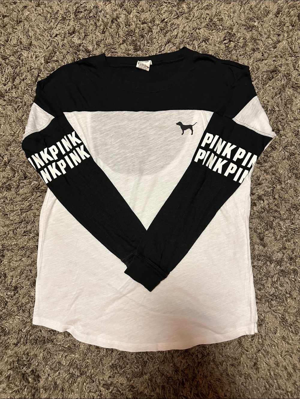 PINK by Victoria's Secret Black & White Long Sleeve Tee